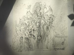 ink drawing of scenes within scenes within scenws